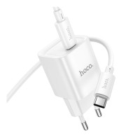 Мережевий зарядний пристрій Hoco C146A, Cable Type-C to Type-C, PD 20W, QC 3.0, White 5