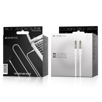 Кабель AUX Borofone BL1, Jack 3.5 mm to Jack 3.5 mm, 1m, White 2