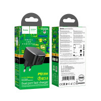 Мережевий зарядний пристрій Hoco CS32A, 1xUSB-C, 1xUSB, PD 20W, QC 3.0, Black 6