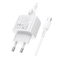 Мережевий зарядний пристрій Borofone BAS44A, Cable Type-C to Type-C, PD 20W, QC 3.0, White 5