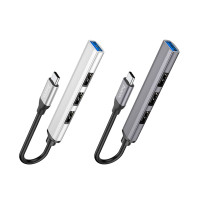 USB-хаб Hoco HB26, 4 in 1, Type-C to 1xUSB 3.0/3xUSB 2.0, 0.15m, Silver 5