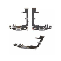 Шлейф для iPhone 11 Pro, з роз'ємом зарядки та мікрофоном, Copy, Matte Silver