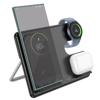 Безпровідний зарядний пристрій Hoco CQ2, 3 in 1, 15W, Black 2