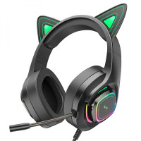 Гарнітура Hoco W107 Cute Cat Ear Green