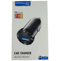 Автомобільний зарядний пристрій Konfulon C79, 12W, White 1