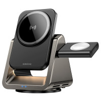 Безпровідний зарядний пристрій Borofone BQ30, 3 in 1, Metal Gray