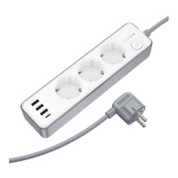Мережевий подовжувач Borofone BAC9, 3xSocket/1xType-C/3xUSB-A, PD 20W, 2m, White 5