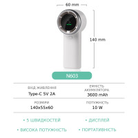 Ручний безпровідний вентилятор GXQC N603 White 6