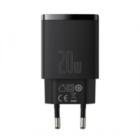 Мережевий Зарядний Пристрій Baseus Compact Quick Charger, QC 3.0, PD 20W, Black