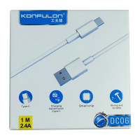 Кабель Konfulon DC06, Type-C, 1m, 2.4A, White 1