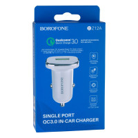 Автомобільний зарядний пристрій Borofone BZ12A, QC3.0, White 1