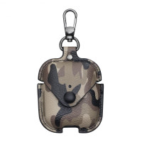 Silicone Case for AirPods Camouflage Leather Black-Brown