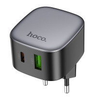 Мережевий зарядний пристрій Hoco CS32A, 1xUSB-C, 1xUSB, PD 20W, QC 3.0, Black 9