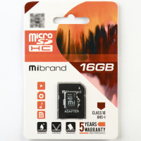 Карта пам'яті Mibrand 16Gb microSDHC (UHS-1) class 10 (adapter SD)