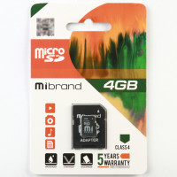 Карта пам'яті Mibrand 4Gb microSDHC class 4 (adapter SD)