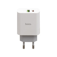 Мережевий зарядний пристрій Hoco C80A, Cable Type-C to Type-C, PD 20W, QC3.0, White 1