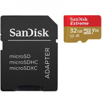 microSDHC (UHS-1 U3) SanDisk Extreme Action A1 32Gb Class 10 V30 (R100Mb/s, W60Mb/s) (adapter SD) TP