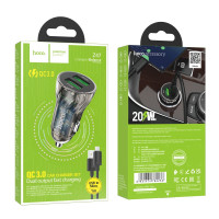 Автомобільний зарядний пристрій Hoco Z47 Transparent, QC 3.0 18W Cable Micro, Blue 1