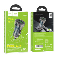 Автомобільний зарядний пристрій Hoco Z47A Transparent, PD 30W, QC3.0, Black 6