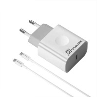 Мережевий зарядний пристрій Konfulon C69D, Cable Type-C to Type-C, PD, 20W, White