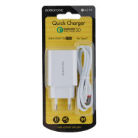 Мережевий зарядний пристрій Borofone BA21A, Cable Type-C, QC 3.0, PD 18W, White 1