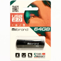Флешка Mibrand USB 2.0 Grizzly 64Gb Black