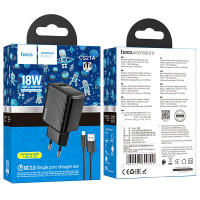 Мережевий зарядний пристрій Hoco CS21A, Cable Micro, QC 18W Black 1