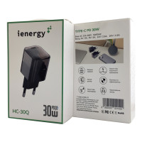 Мережевий зарядний пристрій iEnergy HC-30Q, PD 3.0, QC 3.0, 30W, Black 1