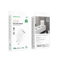 Мережевий зарядний пристрій Borofone BN9, PD 35W, QC 3.0, White 1
