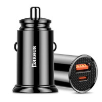 Автомобільний зарядний пристрій Baseus Circular Plastic, 1xUSB-A,1xType C, 30W, Black 2