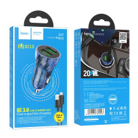 Автомобільний зарядний пристрій Hoco Z47 Transparent, QC 3.0 18W Cable Micro, Blue 5