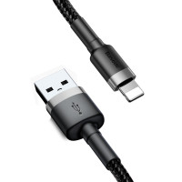Кабель Baseus Cafule Cable, Lightning, 2.4A, 1m, Gray-Black