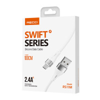 Кабель Recci Swift Series RS11M, Micro, 1m, 2.4A, White 1