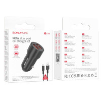 Автомобільний зарядний пристрій Borofone BZ19 Wisdom, Cable Micro, 2.4A, Sapphire Blue 2