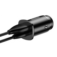 Автомобільний зарядний пристрій Baseus Circular Plastic, 1xUSB-A,1xType C, 30W, Black 3