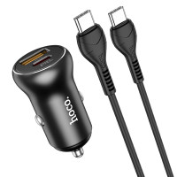 Автомобільний зарядний пристрій Hoco NZ5, PD 30W, QC 3.0, Cable Type-C to Type-C, Black 1