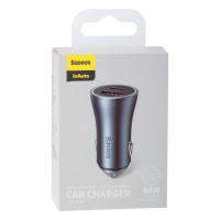 Автомобільний зарядний пристрій Baseus Golden Contactor Pro, 1xType-C, 1xUSB-A, PD 40W, Dark Gray 1