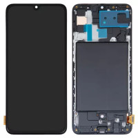 Дисплейний модуль для Samsung A705 Galaxy A70, з рамкою, High Copy, OLED, Black