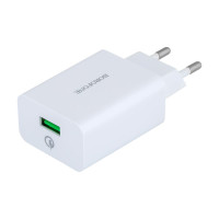 Мережевий зарядний пристрій Borofone BA21A, Cable Type-C, QC 3.0, PD 18W, White 3