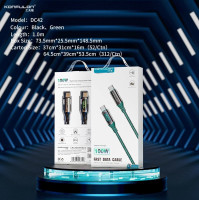 Кабель Konfulon DC42, Type-C to Type-C, 1m, 100W, Black 3