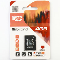 microSDHC Mibrand 4Gb class 6 (adapter SD)