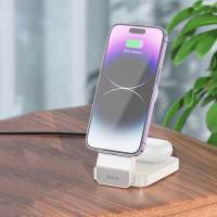 Безпровідний зарядний пристрій Hoco CQ3, 3 in 1, 15W, Magsafe, White 1