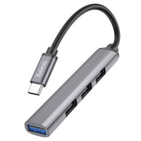 USB-хаб Hoco HB26, 4 in 1, Type-C to USB 3.0/3xUSB 2.0, 0.15m, Gray