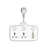 Мережевий подовжувач LDNIO SC2413, 2xSocket/1xType-C/3xUSB-A, PD 20W, QC 3.0, White