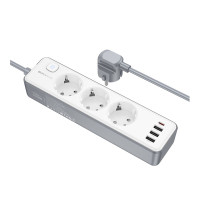 Мережевий подовжувач Borofone BAC9, 3xSocket/1xType-C/3xUSB-A, PD 20W, 3m, White 3