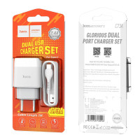 Мережевий зарядний пристрій Hoco C73A, Cable Type-C, 2.4A, White 4