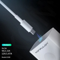 Мережевий зарядний пристрій Konfulon C69D, Cable Type-C to Lightning, PD 20W, White 2