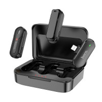 Мікрофон петличний безпровідний Hoco DI56, Twin Lightning, Black 3