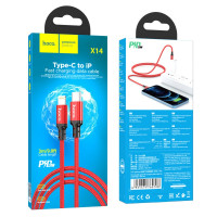 Кабель Hoco X14, Type-C to Lightning, 3m, PD 20W, Red 4