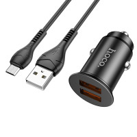 Автомобільний зарядний пристрій Hoco NZ1, 36W, QC 3.0, Cable Micro, Black